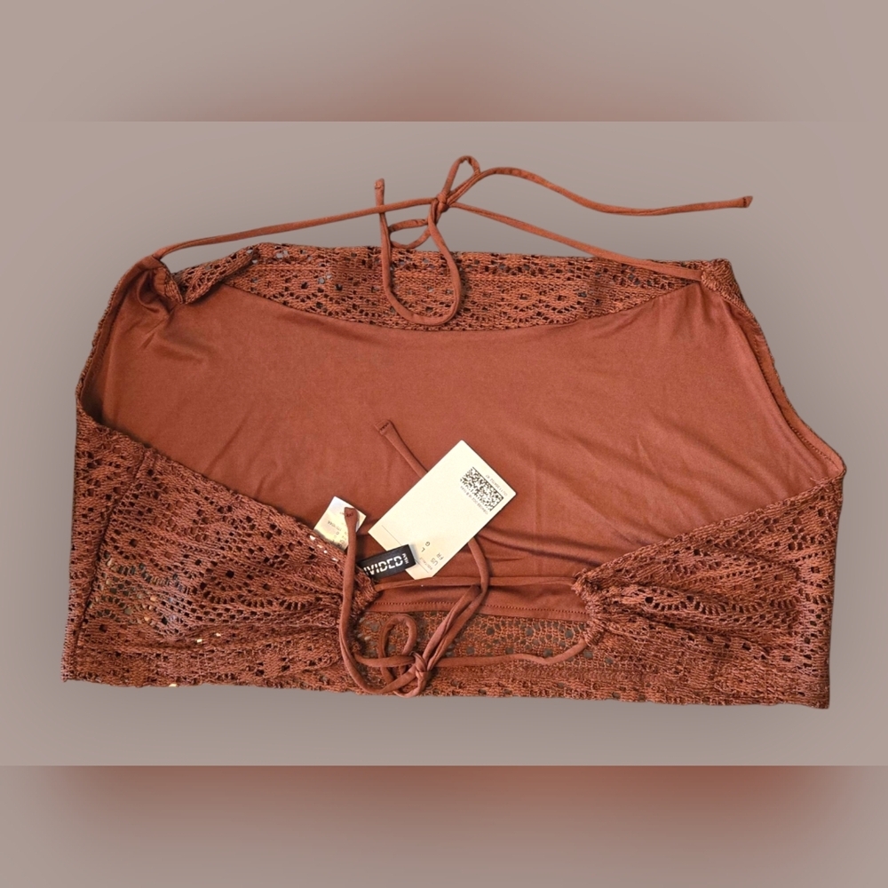 H&M DIVIDED Brown Crochet Crop Camisole ~NWT - Picture 9 of 11